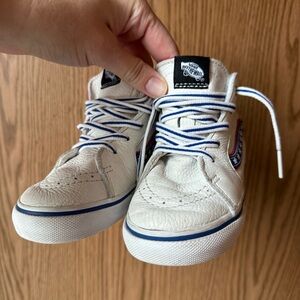 Vans Kids White and Blue High-Top Sneakers